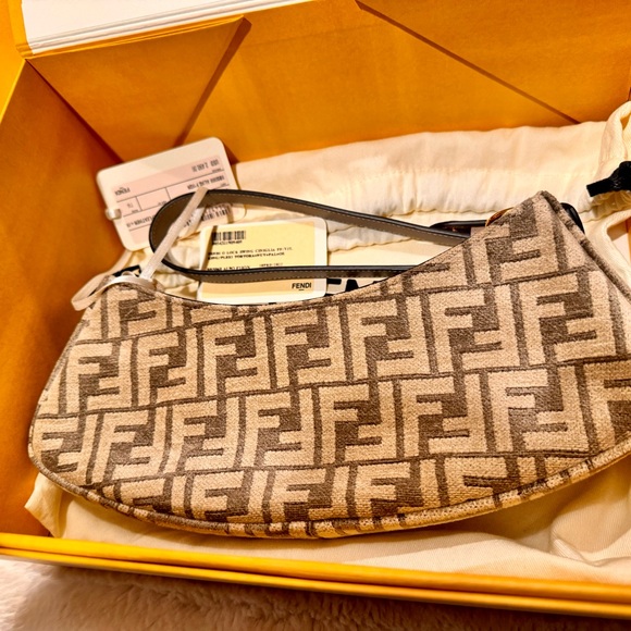 Fendi o lock fabric  and calf akin leather bag NWT - Picture 12 of 15